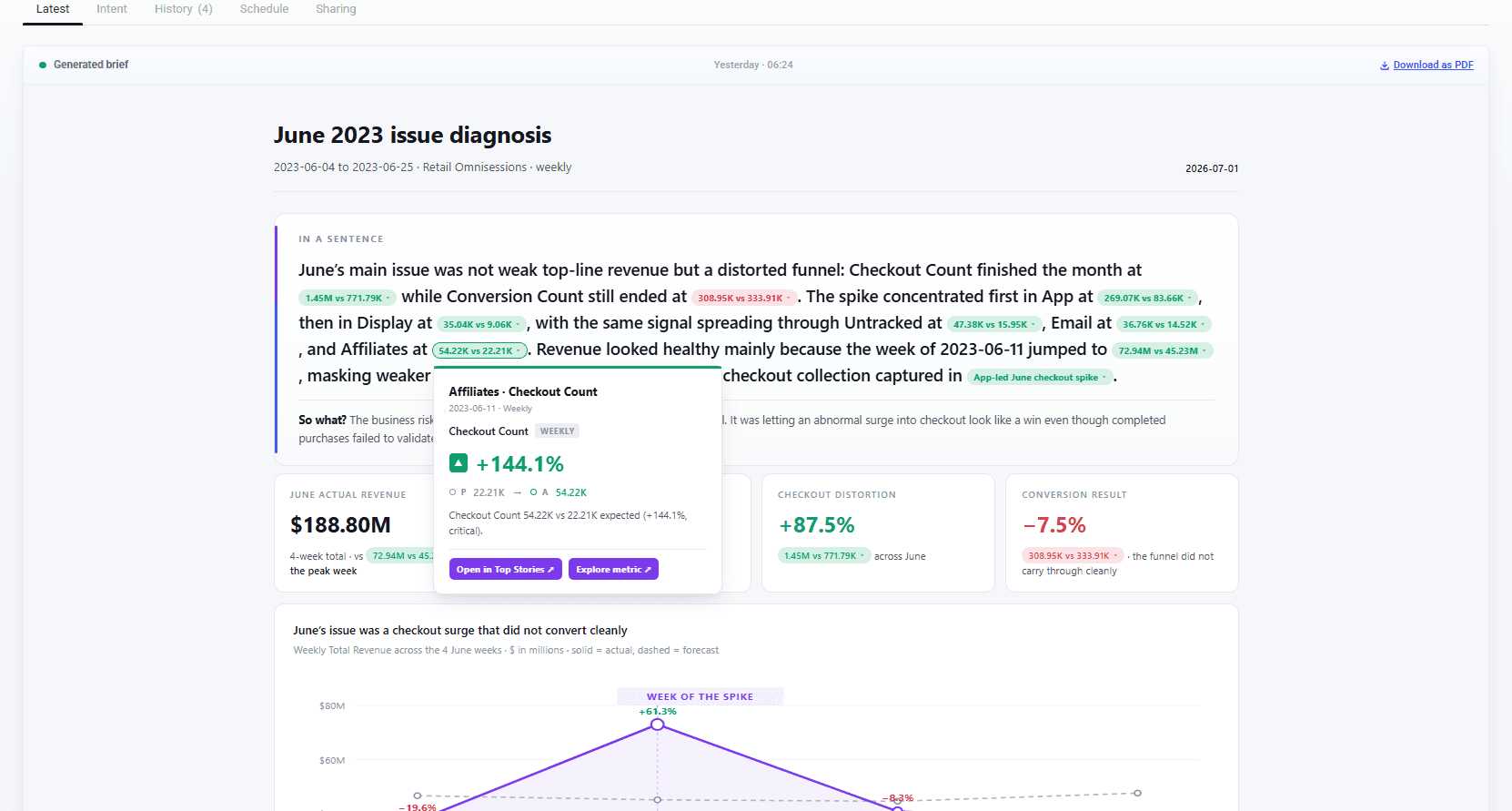 A brief citation on hover, offering to open its source in Top Stories or in Explorer