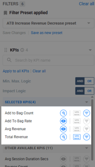 Filter Preset implicitly enabling KPI visibility