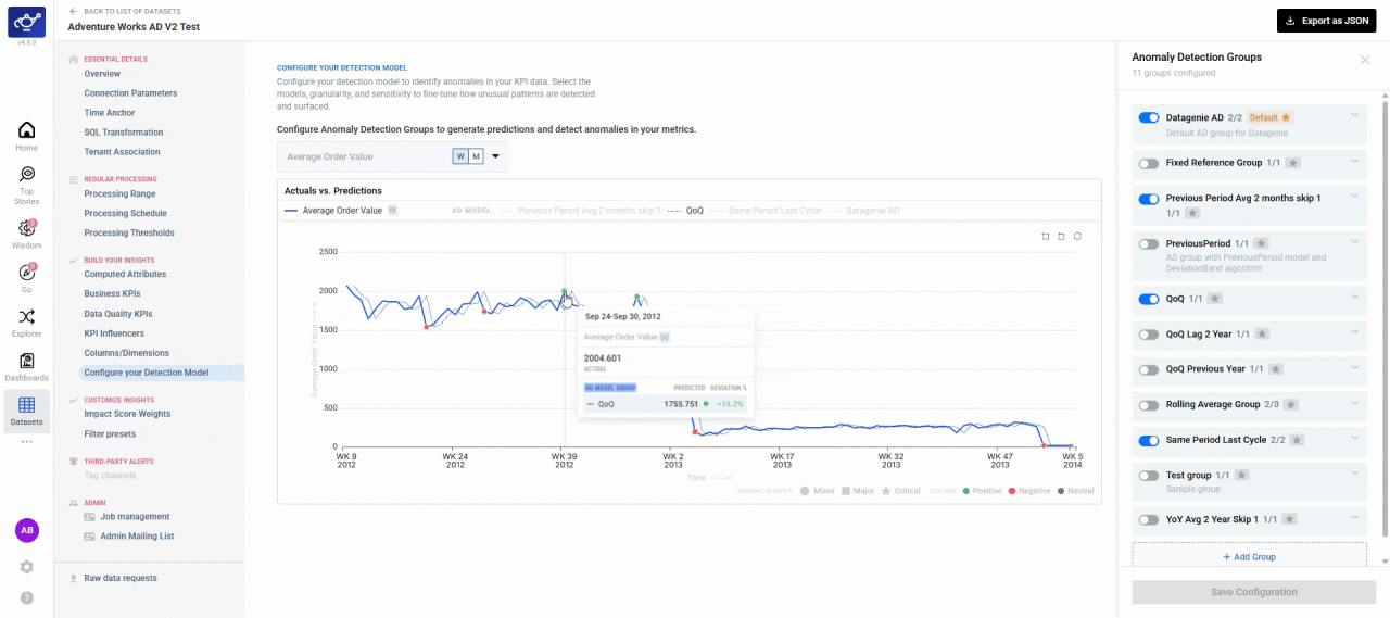 Saving the detection group configuration which flows into downstream experiences
