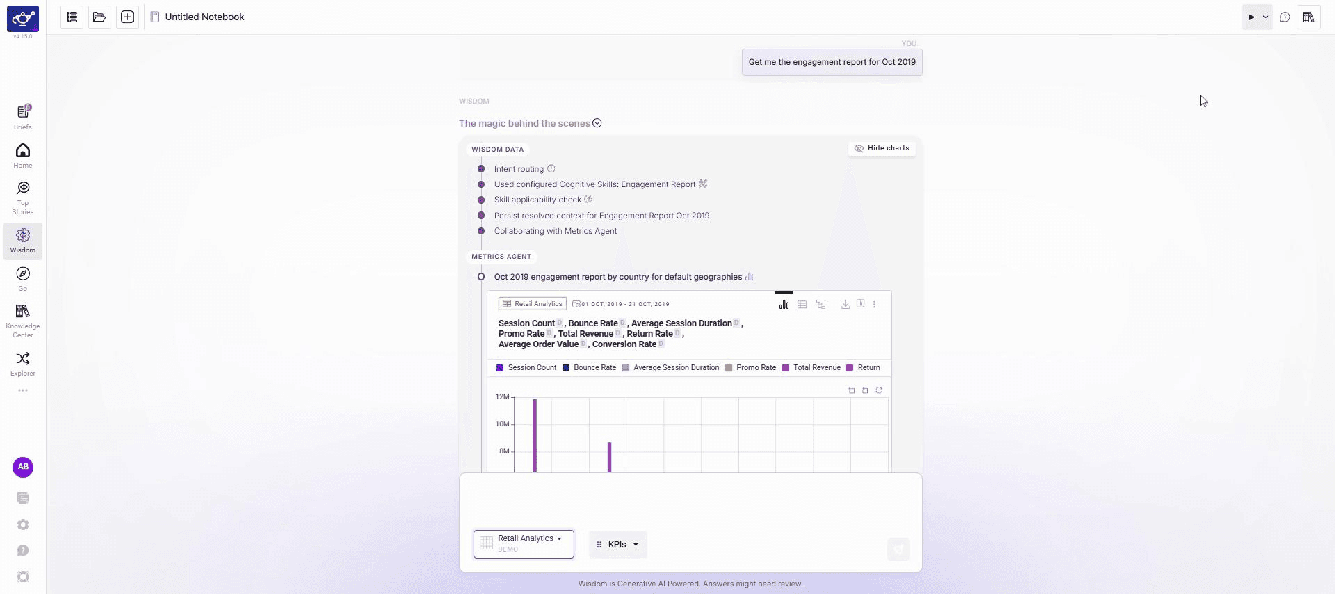 Wisdom returning a structured answer with headers and key data points