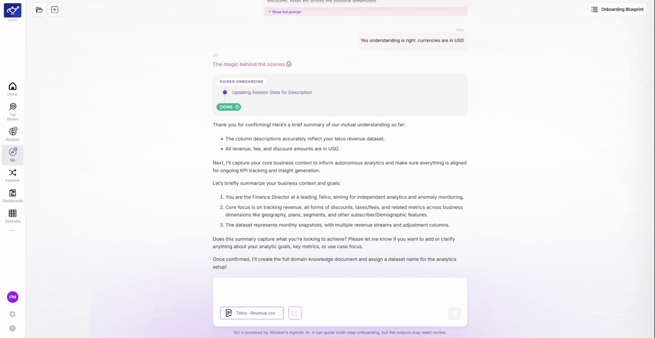 GO presenting a confirmation prompt summarizing the field mappings and awaiting user approval before continuing