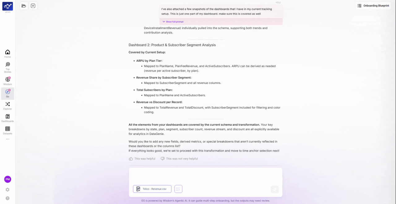 Clicking sidebar elements like Smart Goals and Key Confidence to navigate Blueprint sections