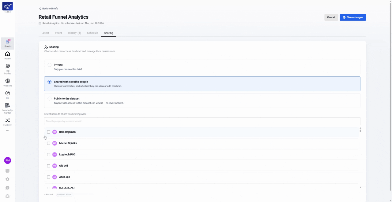 Picking users or groups and assigning view or edit permissions
