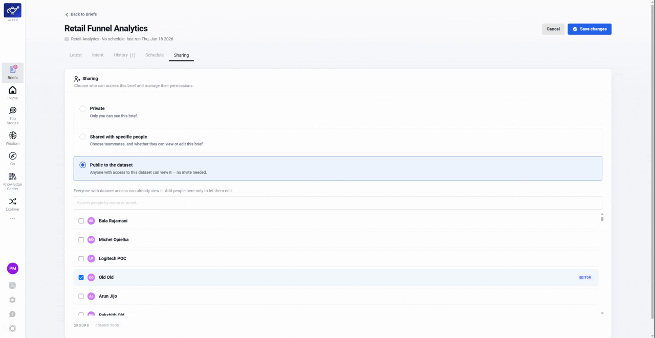 Confirming the sharing settings to save access control