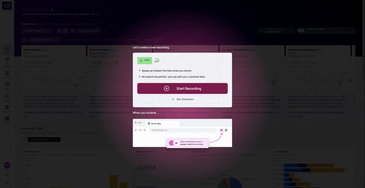 Opening a browser, entering the DataGenie URL, and reaching the login page