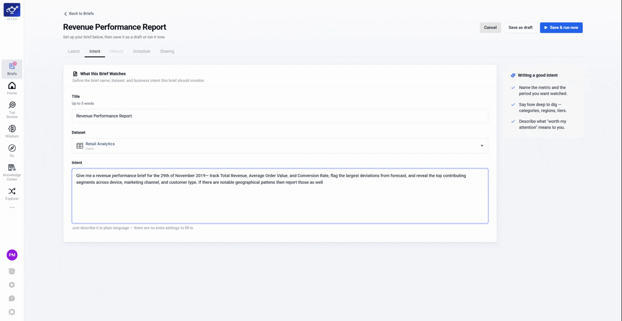 Reviewing the Brief summary and clicking Save