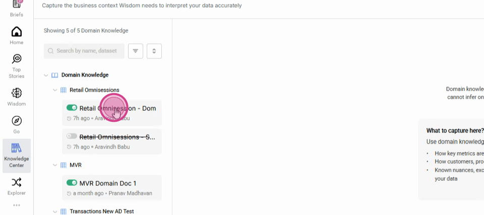 Selecting a domain knowledge article to open it