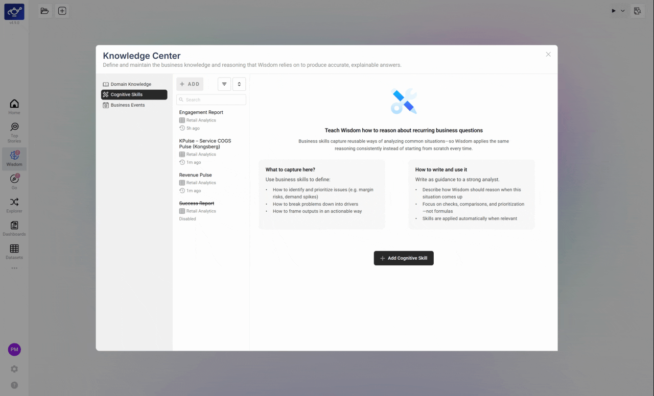 Clicking a recent Cognitive Skills post to open its full report